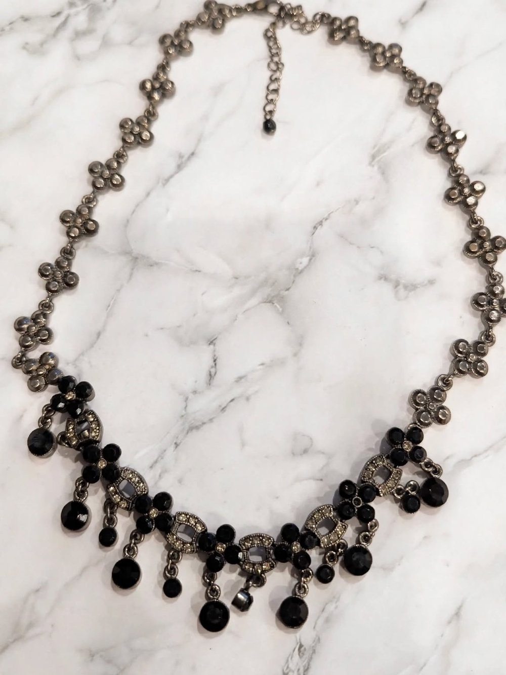 Avon Black and Silver Dangle Statement Necklace